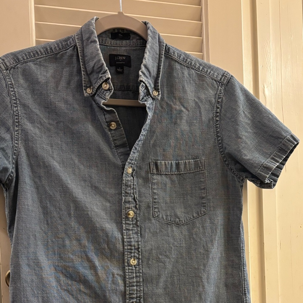 J. Crew Factory Light Blue Slim Chambray Casual Button Down Shirt